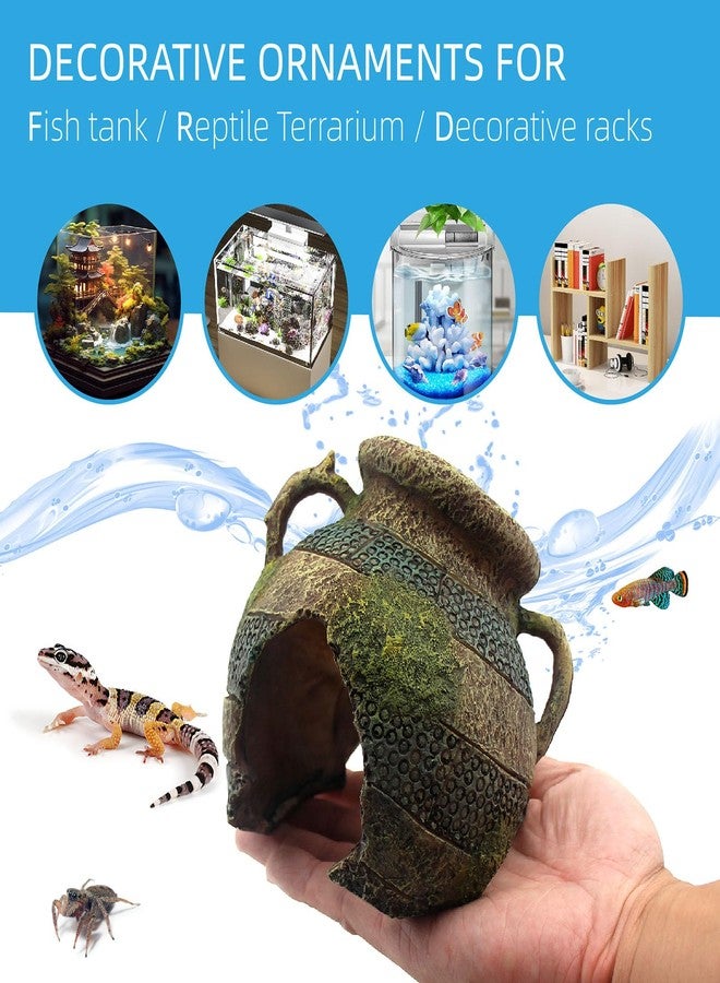 relaqcc Aquarium Decor Ruins Leaning Vase Hideaway Cave, Betta Fish Tank Accessories for Goldfish, Shrimp, Conch, Cichlid - Image 5